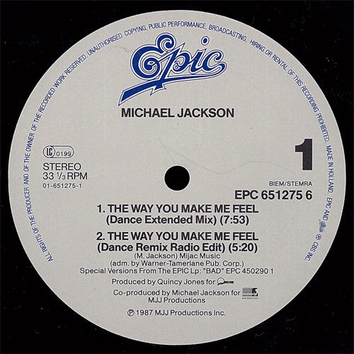 Michael Jackson – The Way You Make Me Feel (Special 12" Single Mixes) (NM) BOX31