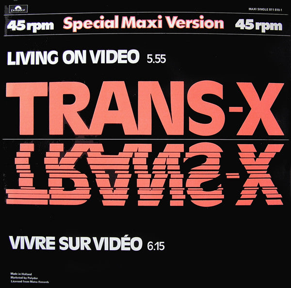 Trans-X – Living On Video / Vivre Sur Vidéo (NM, FUNDA EX) BOX8