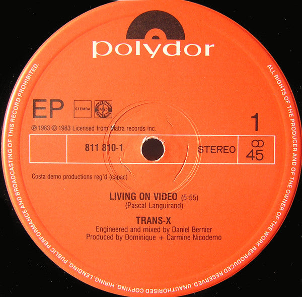 Trans-X – Living On Video / Vivre Sur Vidéo (NM, FUNDA EX) BOX8