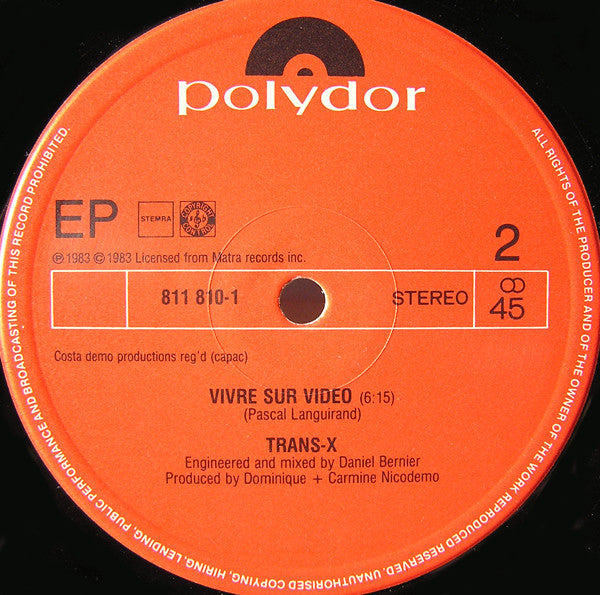 Trans-X – Living On Video / Vivre Sur Vidéo (NM, FUNDA EX) BOX8