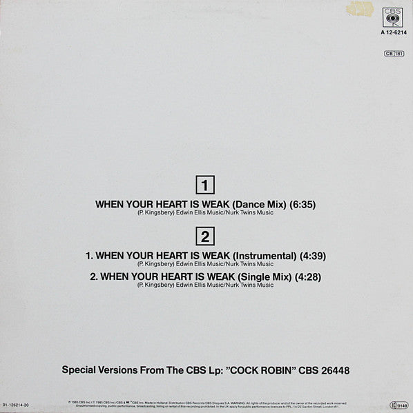 Cock Robin – When Your Heart Is Weak (Dance Mix (EX) BOX7