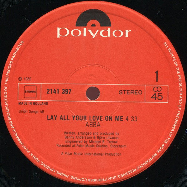 ABBA – Lay All Your Love On Me (NM, FUNDA VG+) BOX8
