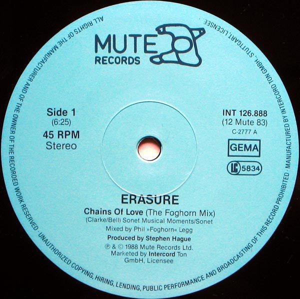 Erasure – Chains Of Love (The Foghorn Mix) (NM) BOX33