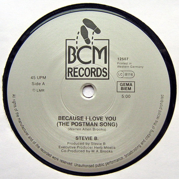 Stevie B. – Because I Love You (The Postman Song) / Love Me For Life (NM) BOX33
