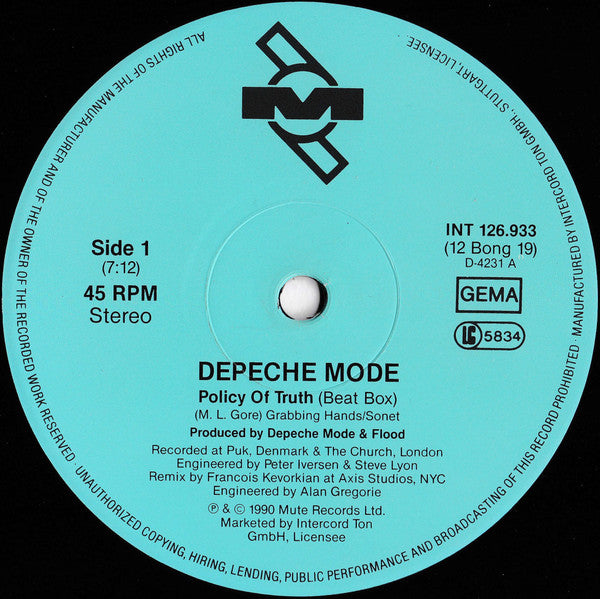 Depeche Mode – Policy Of Truth (NM, FUNDA EX) BOX9