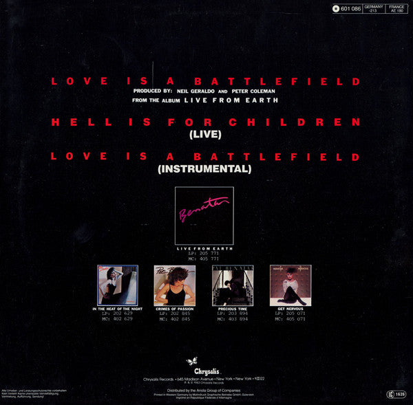 Benatar  – Love Is A Battlefield (VG+) BOX21