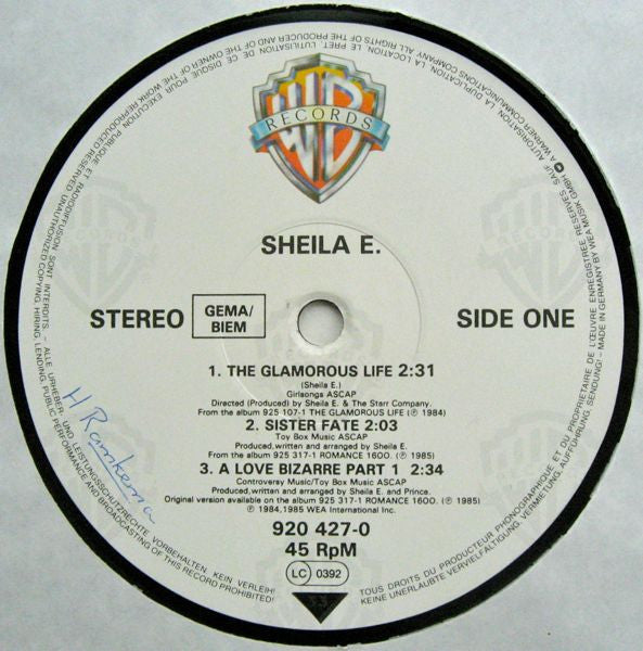 Sheila E. – Special Medley Of The Glamorous Life / Sister Fate / A Love Bizarre (NM) BOX7