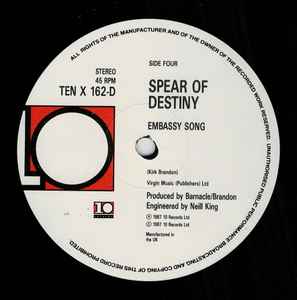 Spear Of Destiny ‎– Never Take Me Alive / Land Of Shame (NM, DISCO DOBLE) BOXE1