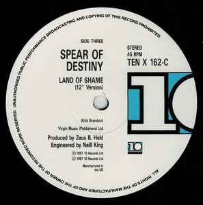 Spear Of Destiny ‎– Never Take Me Alive / Land Of Shame (NM, DISCO DOBLE) BOXE4