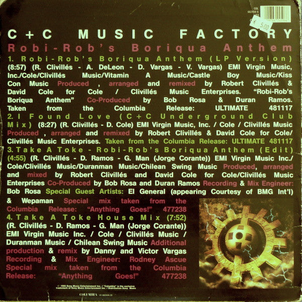 C + C Music Factory – Robi-Rob's Boriqua Anthem (NM, FUNDA EX) BOX13