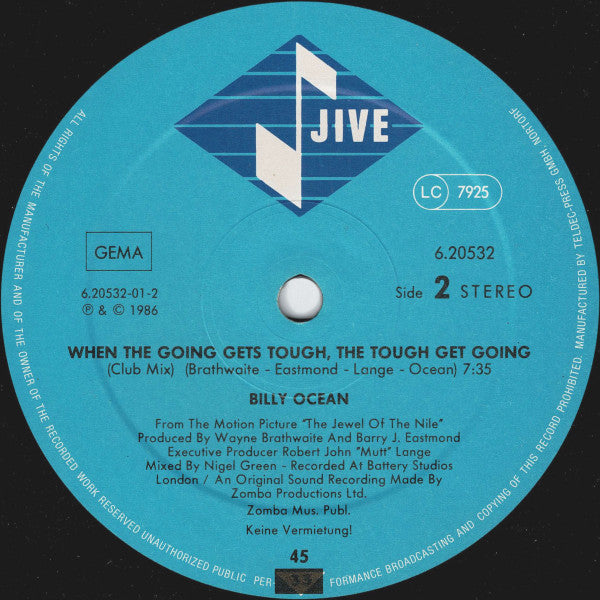 Billy Ocean – When The Going Gets Tough, The Tough Get Going (VG+) BOX6