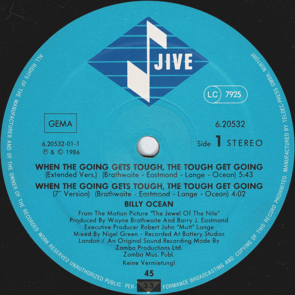 Billy Ocean – When The Going Gets Tough, The Tough Get Going (VG+) BOX6