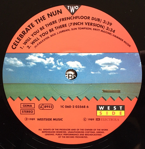 Celebrate The Nun – Will You Be There (Remix) (EX Con sticker en galleta. Funda VG+ con sticker BPM y nombre del tema) BOX2