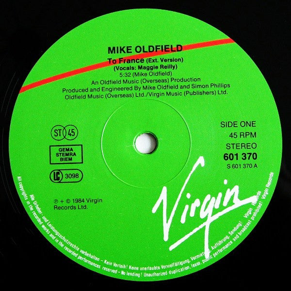 Mike Oldfield Vocals: Maggie Reilly – To France (NM) BOX22