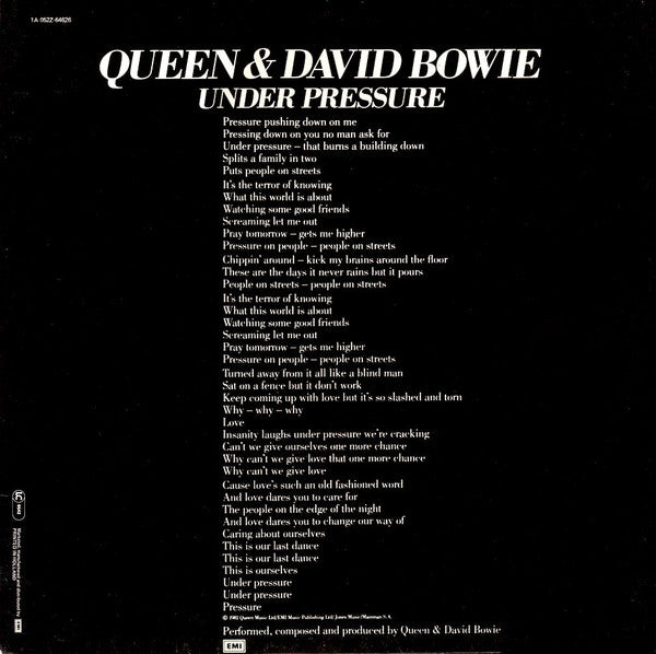 Queen & David Bowie – Under Pressure (NM, FUNDA VG+) BOX31