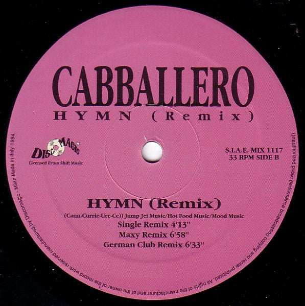 Cabballero – Hymn (Remix) (FUNDA VG+, ESTADO NM) BOX4