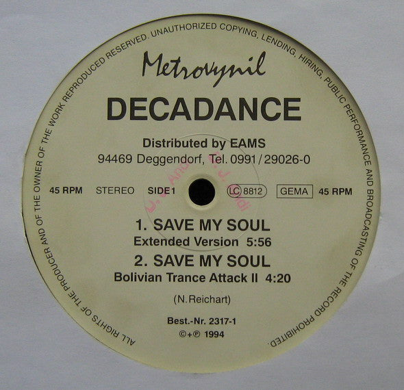 Decadance – Save My Soul (NM) BOX33