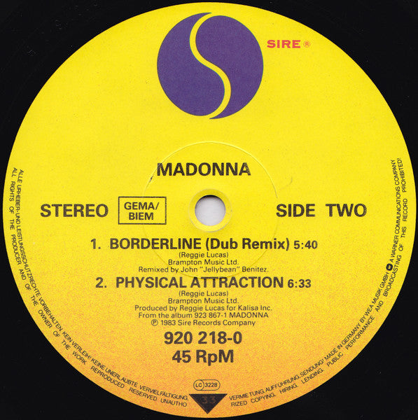 Madonna – Borderline (U.S. Remix) (EX, FUNDA NM) BOX23
