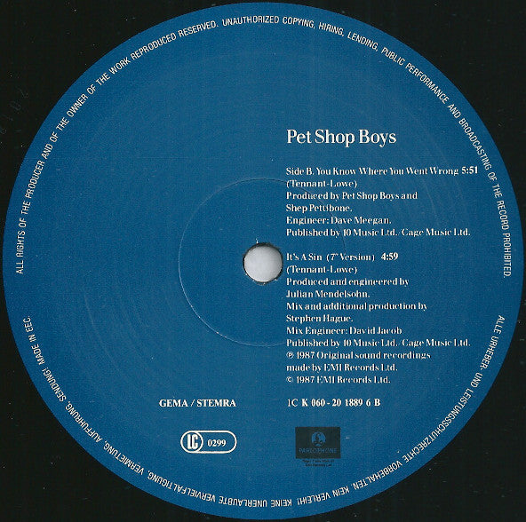 Pet Shop Boys – It's A Sin (VG+) BOX12