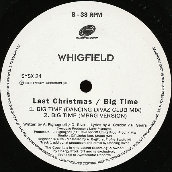 Whigfield – Last Christmas (Dance Remixes) / Big Time (Dancing Divaz & MBRG Remixes) (NM, FUNDA VG+) BOX1