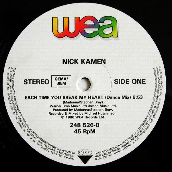 Nick Kamen – Each Time You Break My Heart (NM, FUNDA VG+) BOX5