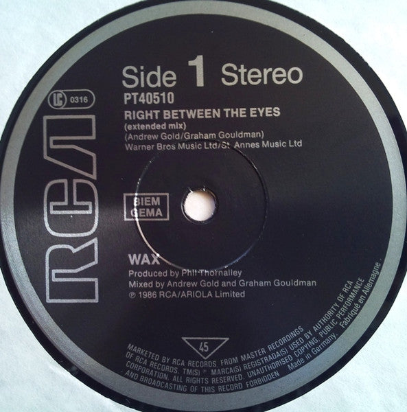 Wax – Right Between The Eyes (Extended Mix) (VG+, FUNDA NM) BOX21