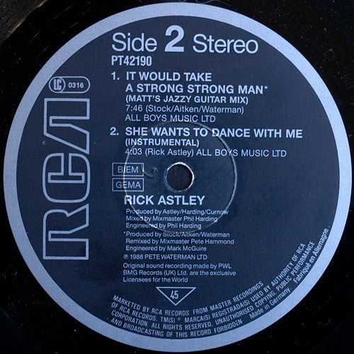 Rick Astley – She Wants To Dance With Me (NM, FUNDA EX) BOX7