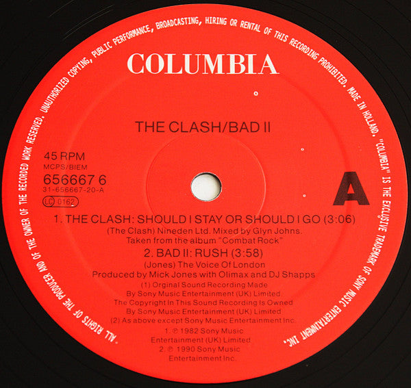 The Clash / Big Audio Dynamite II – Should I Stay Or Should I Go / Rush (NM, FUNDA EX) BOX12
