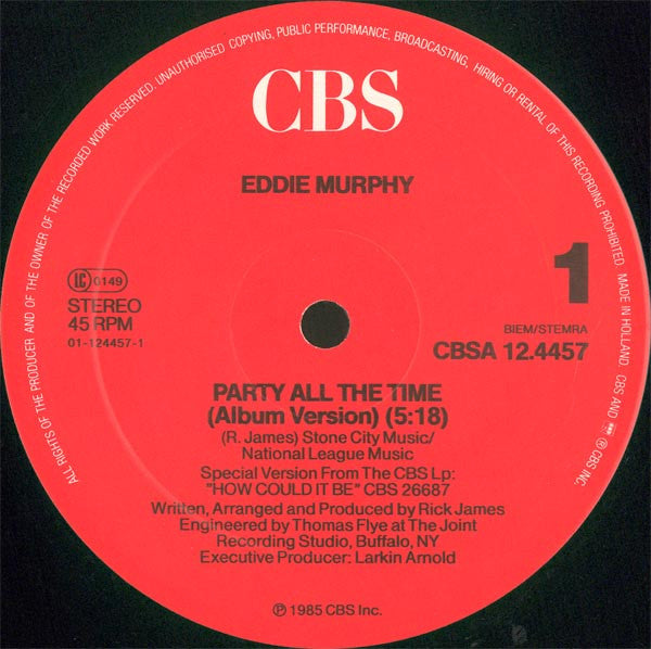 Eddie Murphy – Party All The Time (Album Version) (NM) BOX24