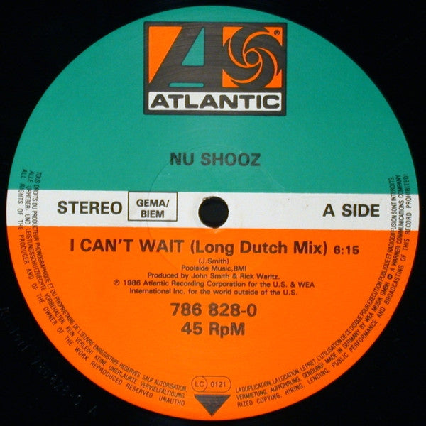 Nu Shooz – I Can't Wait (Vocal/Long "Dutch Mix") (NM, FUNDA VG+) BOX9