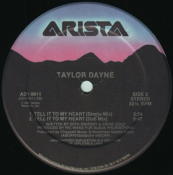 Taylor Dayne – Tell It To My Heart (NM, FUNDA VG+) BOX17