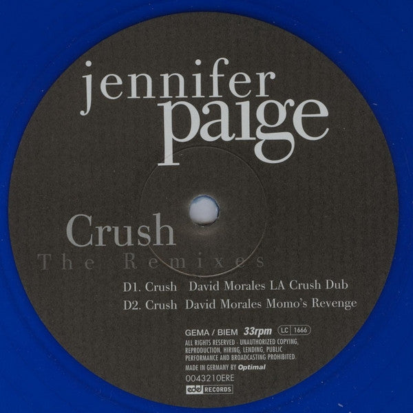 Jennifer Paige – Crush (The Remixes) DISCO DOBLE (ESTADO NM, FUNDA VG+) BOX13