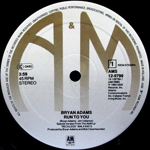Bryan Adams – Run To You (VG+) BOX11