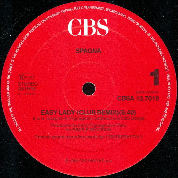 Spagna – Easy Lady (Club Remix) (BOX14)