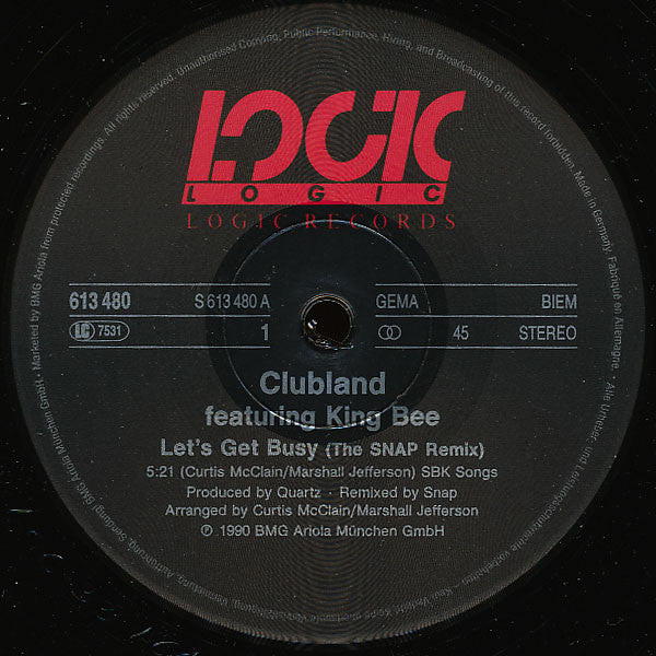 Clubland Feat. King Bee – Let's Get Busy (The Snap! Remix) (NM, FUNDA EX) BOX24