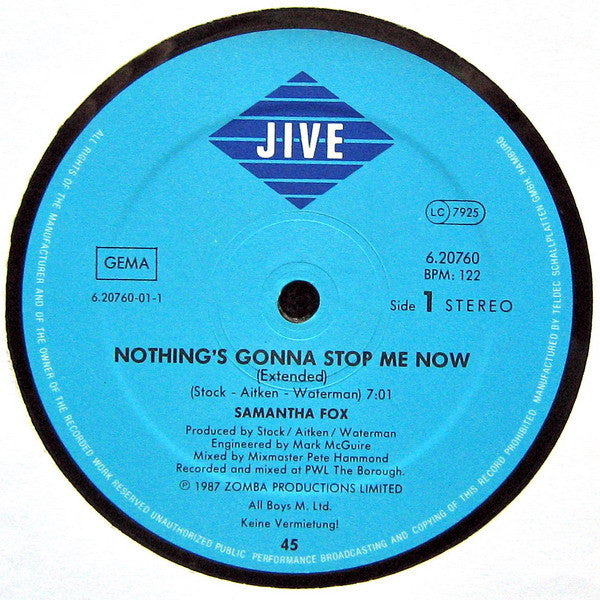 Samantha Fox – Nothing's Gonna Stop Me Now (VG+) BOX26