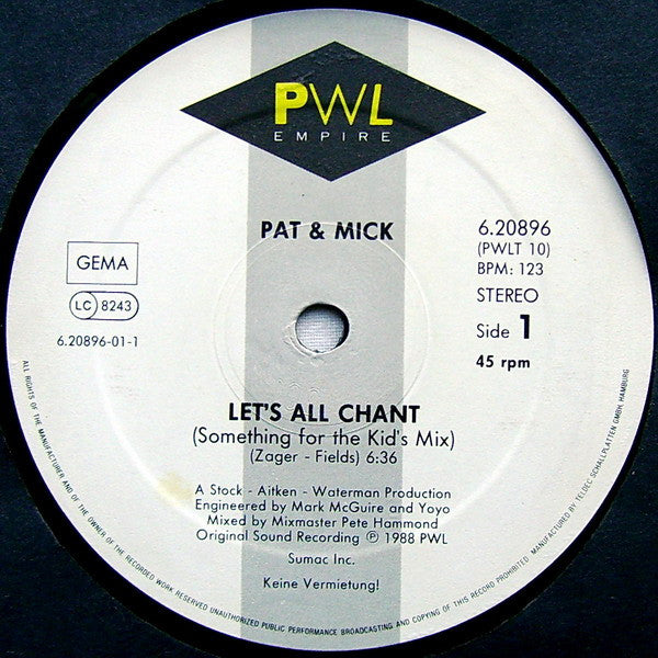 Pat & Mick – Let's All Chant (NM, FUNDA EX) BOX34