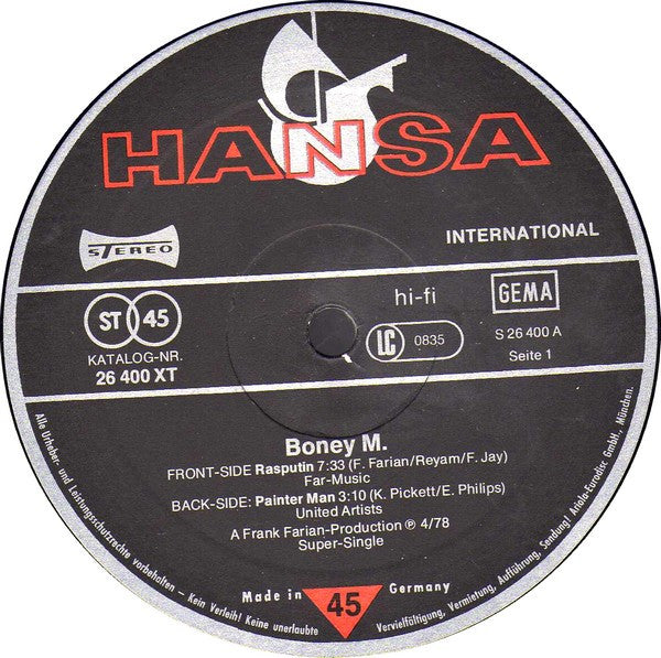 Boney M. – Rasputin / Painter Man (NM, FUNDA EX) BOX25
