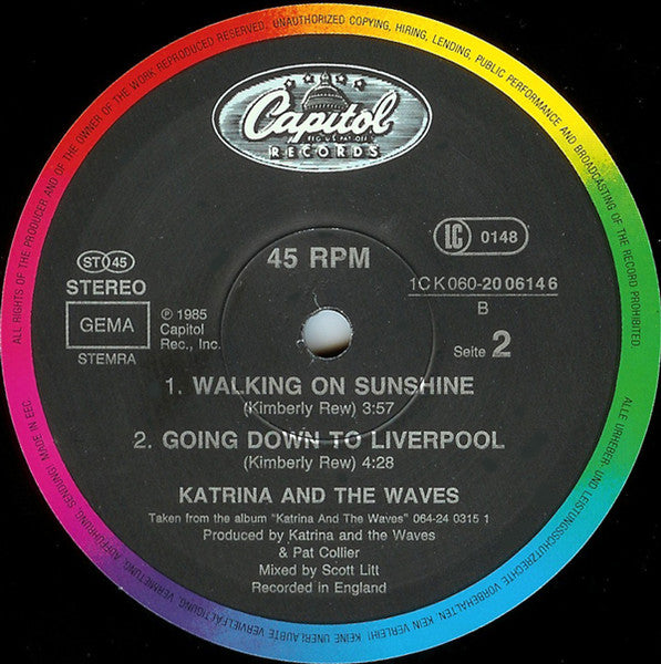 Katrina And The Waves – Walking On Sunshine (Extended Mix) (NM, FUNDA VG+) BOX30