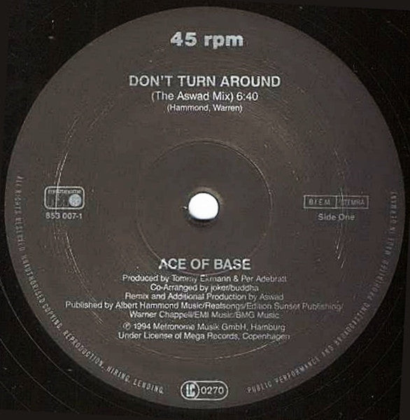 Ace Of Base – Don't Turn Around (Remixes) (VG+) BOX14