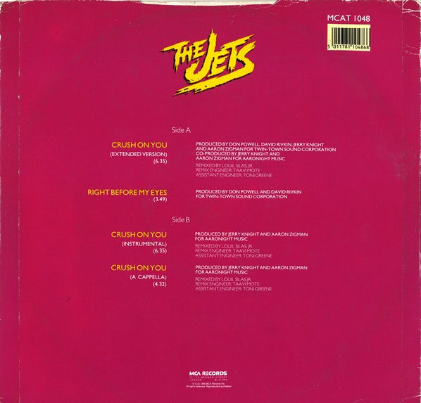 The Jets – Crush On You (NM, FUNDA EX)