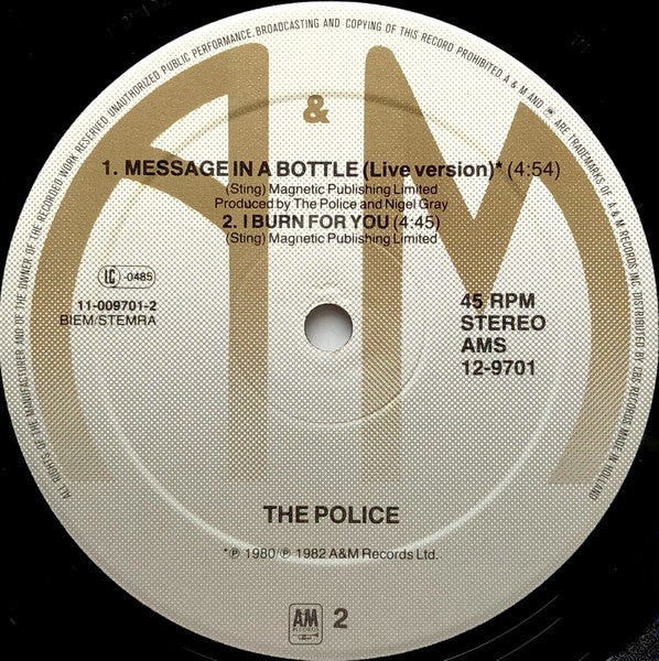 The Police – Wrapped Around Your Finger - Message In A Bottle - Live Version (NM, FUNDA VG+) BOX12