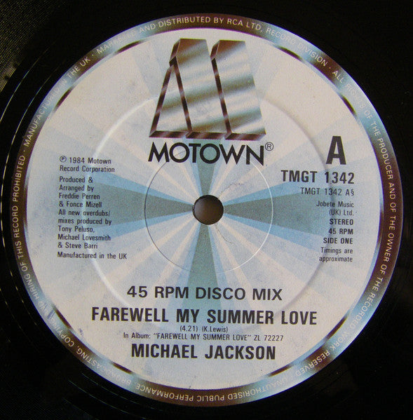 Michael Jackson – Farewell My Summer Love / Call On Me (EX, FUNDA VG+ RINGWEAR) BOX10