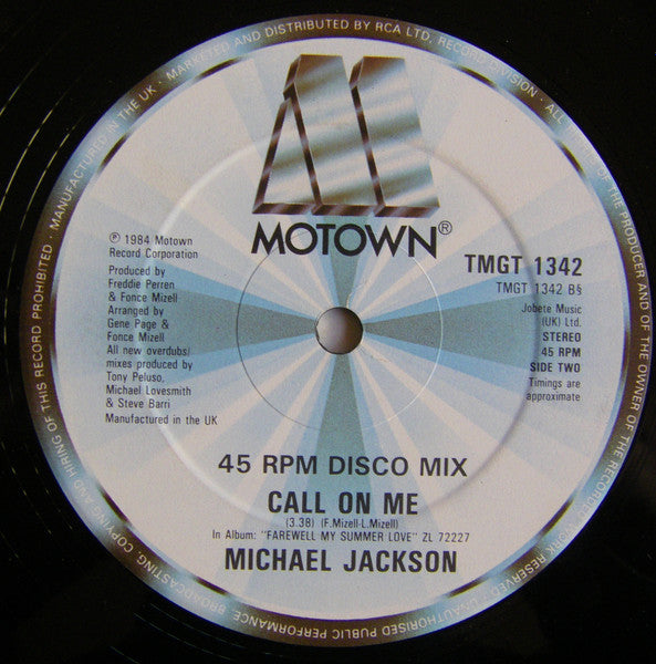 Michael Jackson – Farewell My Summer Love / Call On Me (EX, FUNDA VG+ RINGWEAR) BOX10