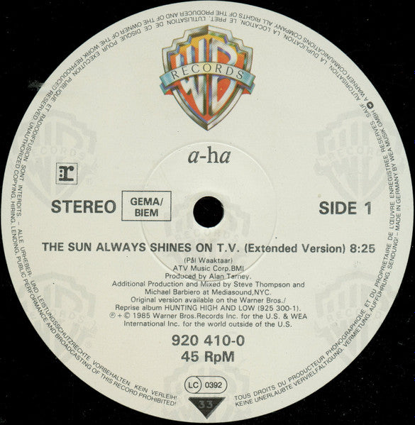 a-ha – The Sun Always Shines On T.V. (NM) BOX3