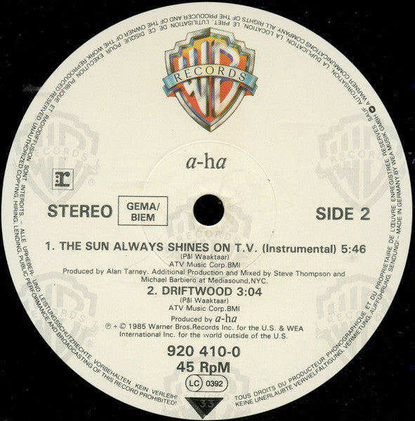 a-ha – The Sun Always Shines On T.V. (NM) BOX3