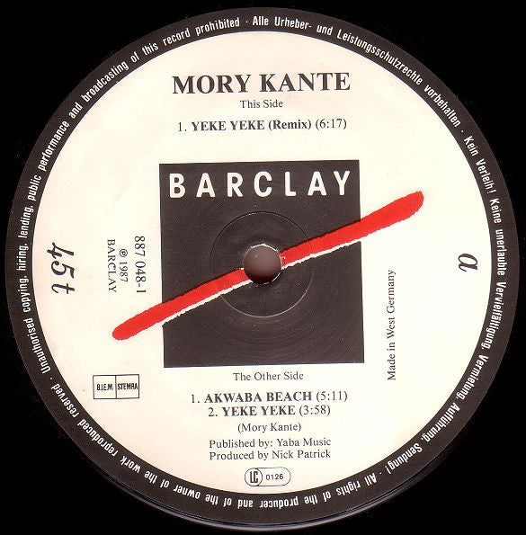 Mory Kante  – Yé Ké Yé Ké (FUNDA VG+, ESTADO EX) BOX32