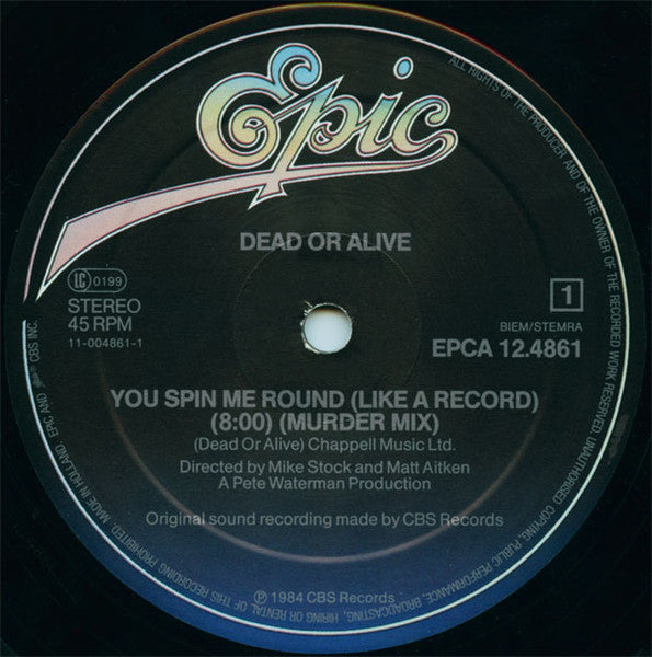 Dead Or Alive – You Spin Me Round (Like A Record) (Murder Mix) PEQUEÑA RAYA NO AFECTA SONIDO (VG+) BOX22