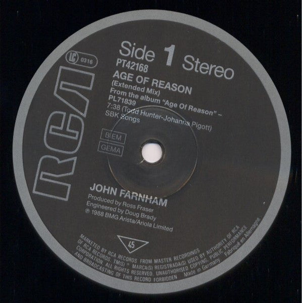 John Farnham – Age Of Reason (VG+) BOX26