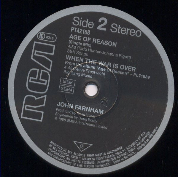 John Farnham – Age Of Reason (VG+) BOX26